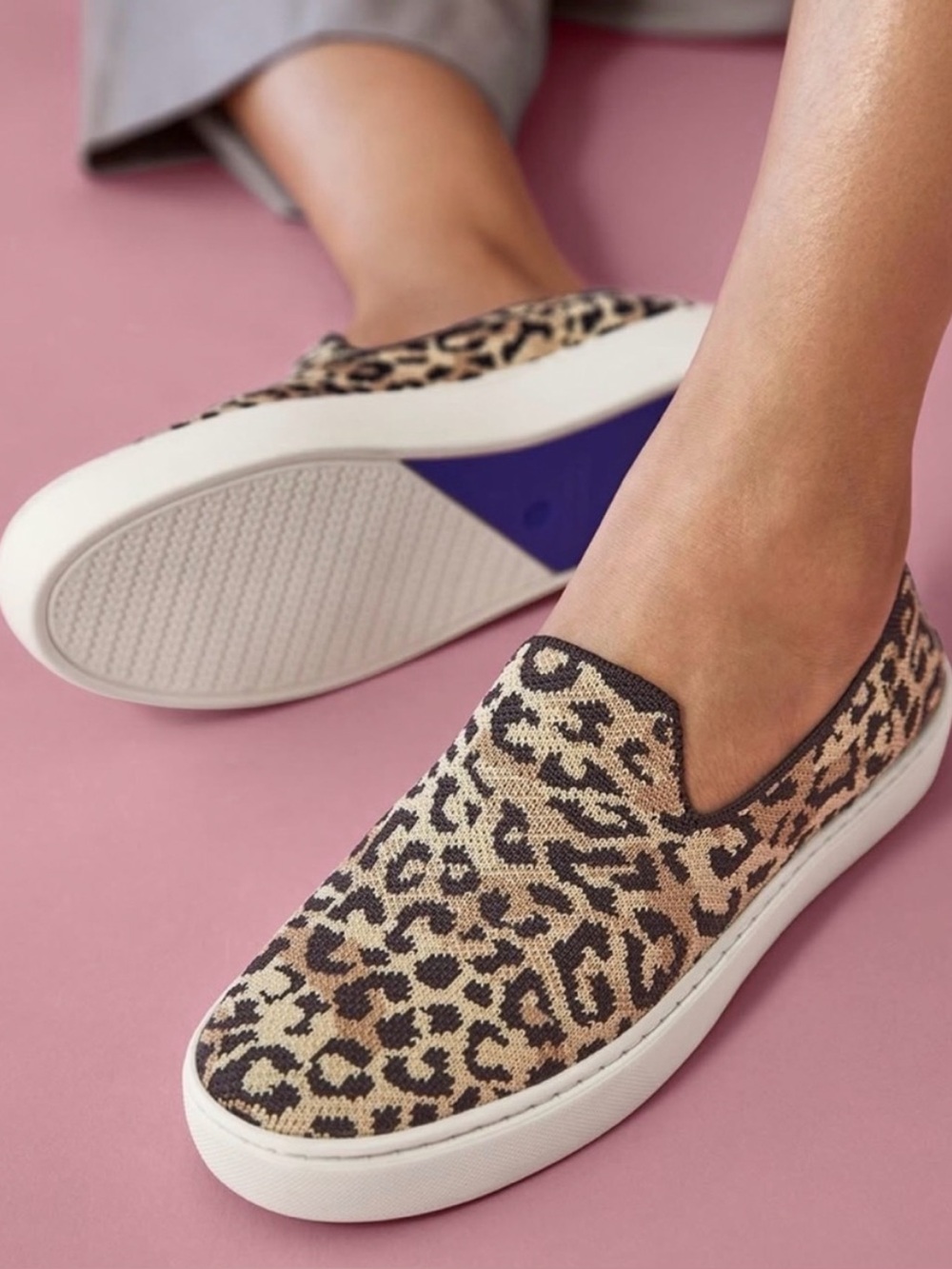Rothy's The Sneaker Leopard Print Slip On Size 11